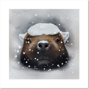 Capybara in Snow Posters and Art